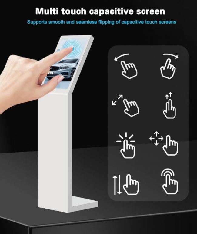 18.5 21.5 Inch Self Service Digital Interactive Information Kiosk L Type Vertical Screen Touch Screen Kiosk White 0