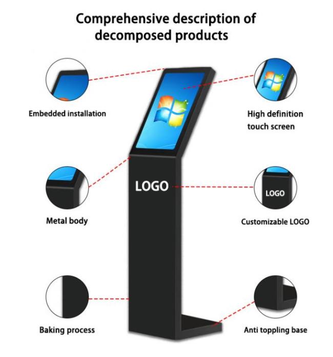 18.5 21.5 Inch Self Service Digital Interactive Information Kiosk L Type Vertical Screen Touch Screen Kiosk White 1