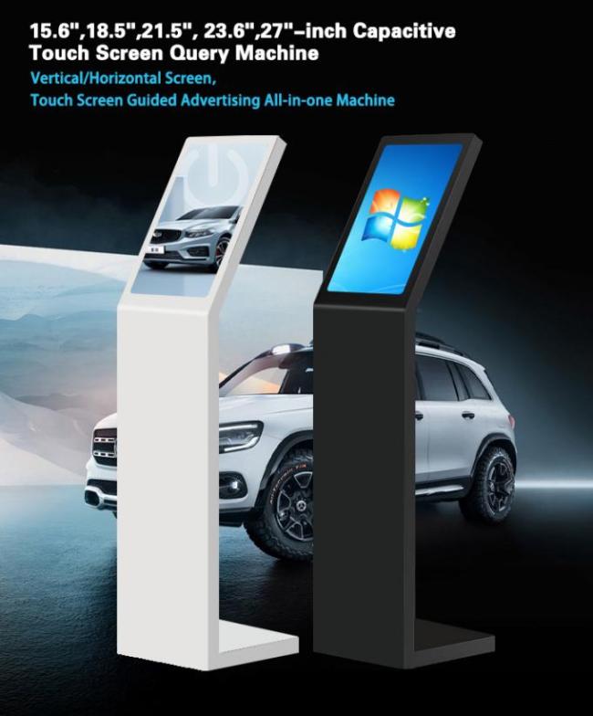 18.5 21.5 Inch Self Service Digital Interactive Information Kiosk L Type Vertical Screen Touch Screen Kiosk White 2