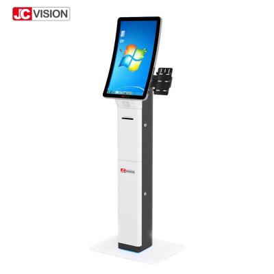China 23.6 Inch Curved Self Service Touch Screen Kiosks Qr Code Scanner Printer for sale