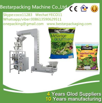China New design green leafy vegetable salad weighting and packaging machine,with vegetable washing and cuttingmachine for sale