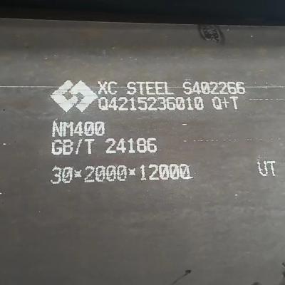 China Hoge hardheid NM400 slijtagebestendige stalen plaat Dikte 4,0 - 60,0 mm in 2 m Breedte 2,2 m Te koop
