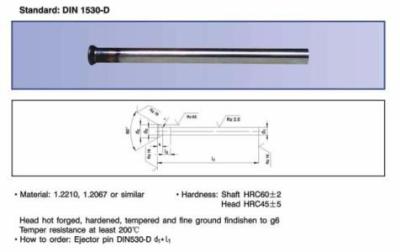 Chine DIN 1530-D meurent les outils de découpage coniques de HSS DIN 9861 droits de goupilles de poinçon à vendre