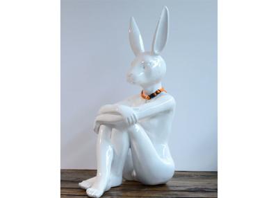 China Painted Rabbit Man Outdoor Fiberglass Sculpture Fantasy Artwork Life Size for sale