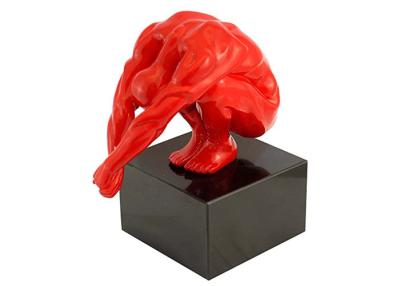 China Modern Art Outdoor Fiberglass Sculpture Figure Sport Swimmer Red Figurine for sale