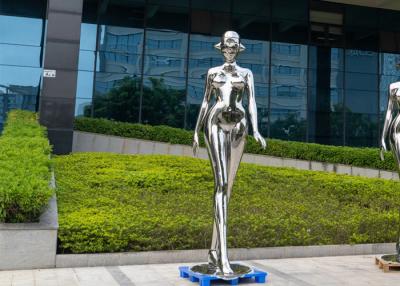 China Garden Decoration Polished Stainless Steel Woman Sculpture 200cm Tall for sale