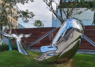 China Mirror Polished Modern Art Stainless Steel Whale Sculpture Garden Landscape for sale
