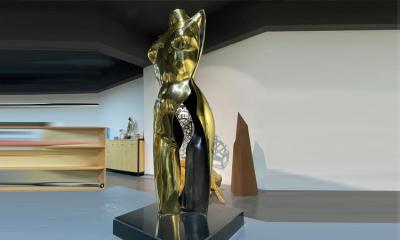 Китай Отполированное оформление дамы Бронзы Бюста Статуи Дома отливки золота латунное продается