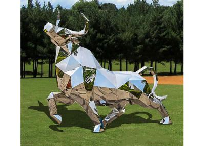 China Garden Decoration Polished Stainless Steel Bull Sculpture With Size 180cm Length for sale