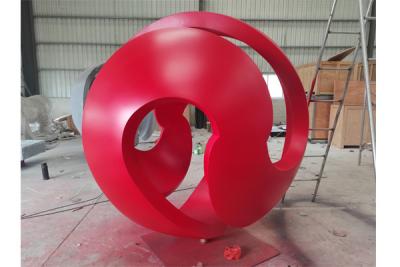China 2M Red Painted Ball Stainless Steel Sculpture Garden Decoration for sale