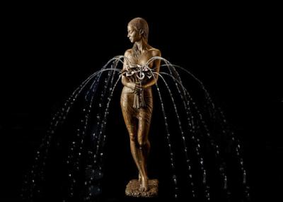 China Decoración al aire libre Ballerina de bronce con escultura de agua de flores Fuente en venta