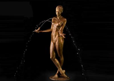Chine Décoration de jardin Sculpture de danseuse de bronze avec fontaine d'eau d'oiseau à vendre