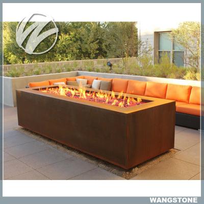 China Multi Function Corten Steel Fire Pit Rectangle Metal Garden Fire Pit Metal Sculpture for sale