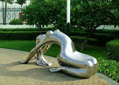 China Modern Garden Metal Art Woman Bench Stainless Steel Sculpture Polished for sale