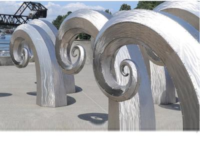 China Public Art Large Metal Wave Sculpture , Outdoor Abstract Steel Sculpture for sale