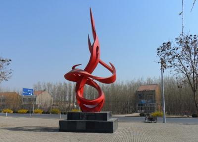 China Contemporary Red Painted Metal Sculpture Stainless Steel Dancing Flame Shape for sale