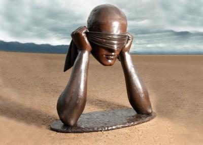 Cina Corrosione di forma della testa dell'uomo bendata gli occhi statua del bronzo dell'attività di arte contemporanea anti in vendita