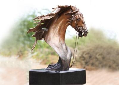China Handmade Forging Bronze Ferghana Horse Head Garden Statue For Public Decoration for sale
