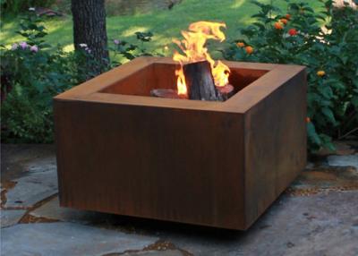 China Wood Burning Square Metal Fire Pit , Square Garden Fire Pit Simple Design for sale