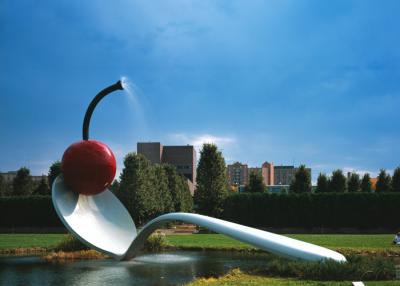 China Large Painted Spoon Sculpture Stainless Steel Water Feature Unique Design for sale