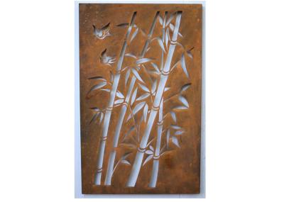China Corten Steel Metal Wall Sculpture Bamboo Pattern For Commercial Receptions for sale