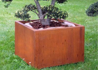 China Box Shape Corten Steel Planter For Outdoor / Garden / Public Decoration for sale