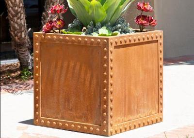 China Commercial Corten Steel Planter Pots For Yard / Garden Corrosion Stability for sale