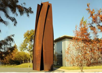 China Anti Corrosion Garden Art Corten Steel Sculpture Column Shape Rusty Finish for sale
