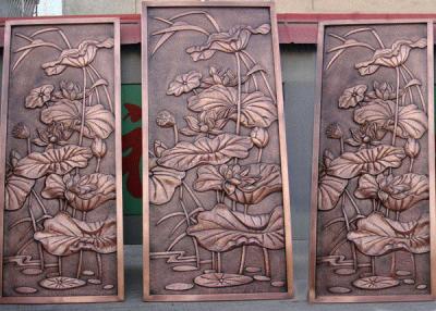 China Bronze Lotus Flower Bas Relief Plaques For Public Wall Art Decoration for sale