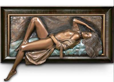 China Woman Relaxing Bronze Relief Sculpture Decorative OEM / ODM Acceptable for sale