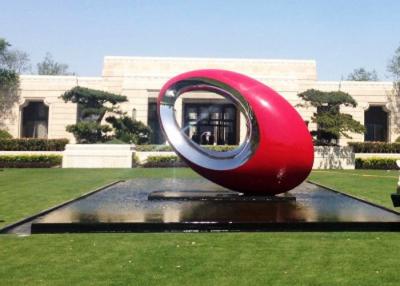 China Esculturas modernas pintadas rojo del arte del jardín de la esfera al aire libre grande oval de la escultura del metal en venta