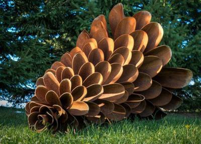 China Corten Steel Rusty Pine Cone Sculpture , Modern Metal Landscape Sculpture for sale