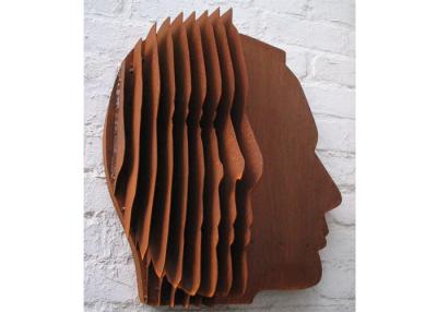 China Abstract Rusty Color Corten Steel Face Sculpture Wall Decoration for sale