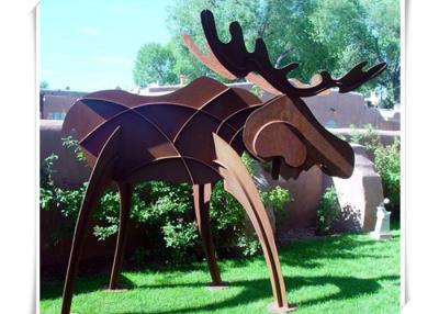 China Animals Corten Steel Moose Statue , Abstract Style Rusted Steel Garden Art for sale