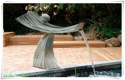 China Pool Ornaments Waterfall Fountain , Stainless Water Feature For The Garden for sale