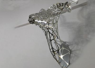 China Mirror Polished Hollow Deer Head Stainless Steel Sculpture For Wall Decor for sale