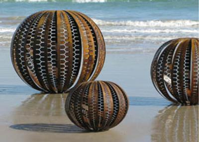 China Balls Type Outdoor Corten Steel Garden Sculpture , Rusty Sphere Sculpture for sale