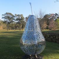 China Outside Design Abstract Metal Garden Sculptures Pear Fruit Sculpture for sale