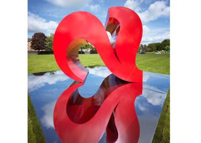 China Red Color Painted Modern Garden Sculptures City Decoration Stainless Steel Heart Shaped for sale