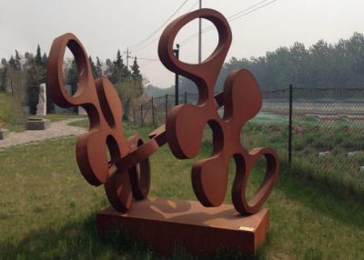 China Contemporary Design Art Corten Steel Sculpture Rusty Metal Garden Ornament for sale