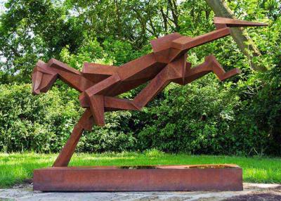 China Public Art Luxury Stainless Steel Outdoor Sculpture With Corten Steel Base for sale