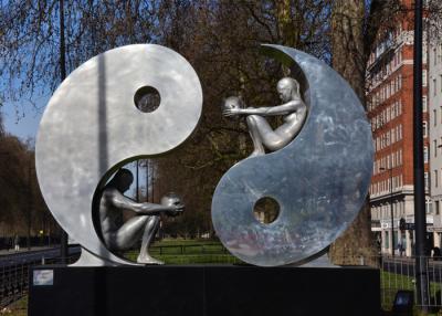 China Public Art Modern Stainless Steel Sculpture , Yin And Yang Sculpture For Garden for sale