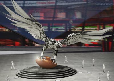 China Altura de aço inoxidável da escultura 500cm de Eagle da escultura do metal da grande decoração do tamanho à venda