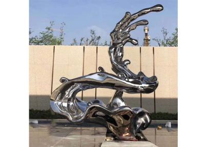 China Escultura pulida ilustraciones modernas únicas del acero inoxidable, escultura de la onda del metal en venta