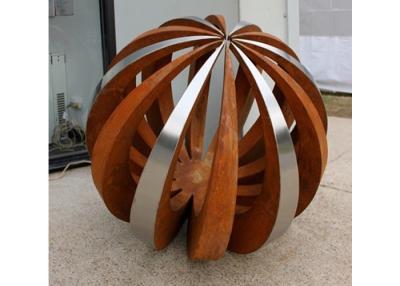 China Outdoor Decor Corten Steel Sculpture , Painted Stainless Steel Ball Sculpture for sale