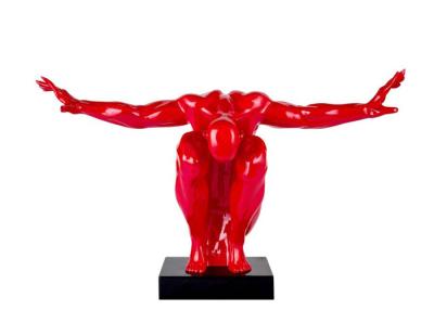China Custom Size Color Red Painted Metal Sculpture Fiberglass Diver Sculpture for sale