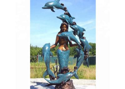 China Life Size Western Bronze Statue Dolphin And Mermaid Sculpture For Casting Finish for sale