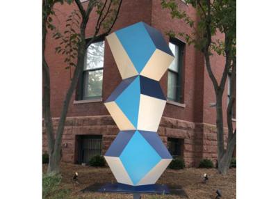China Stainless Steel Outdoor Art Painted Metal Sculpture Geometric Decor Sculpture for sale