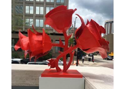 China La escultura al aire libre roja moderna Rose del acero inoxidable florece estabilidad de la corrosión en venta