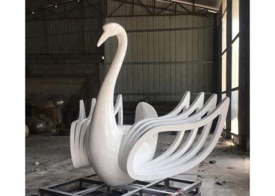 China Large Size Beautiful Lifelike Stainless Steel Sculpture White Swan Sculpture for sale
